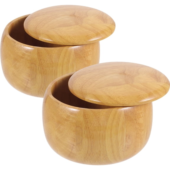 Raindrops Professional Go Chess Pieces Storage Bowl in Khaki Color for Home Use Wooden Material