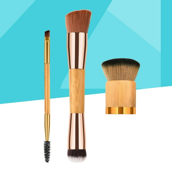 Raindrops Professional Makeup Brush Set with Bamboo Handles and Nylon Bristles for Daily and Assorted Colors