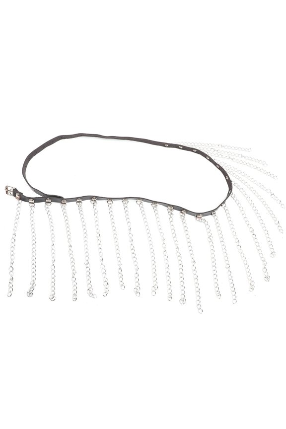 Punk Tassels Waist Chain Belts for Women Trousers Jeans Black Man