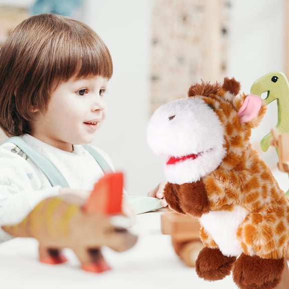 Raindrops Soft Plush Giraffe Hand Puppet Assorted Colors for Role Playing and Storytelling