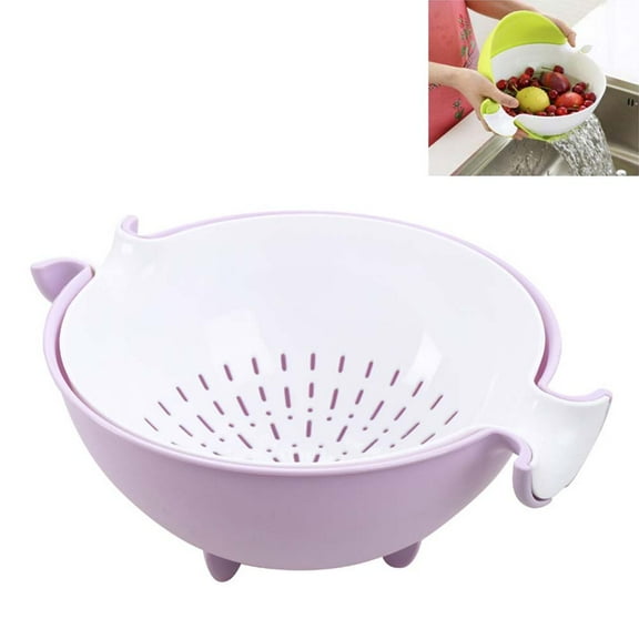 Raindrops Purple 2in1 Kitchen Strainer Colander and Bowl Set Large Plastic for Kitchen Use 7.87 Inches