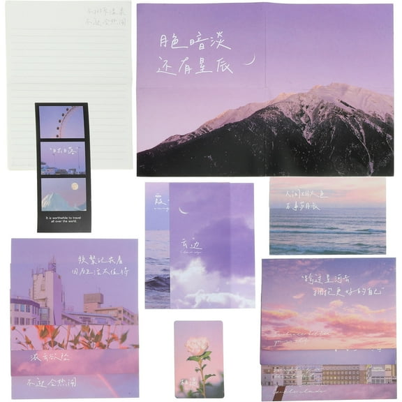 Raindrops Purple Decorative Letter Paper for Writing with Creative Patterns and Beautiful Design 1 Set