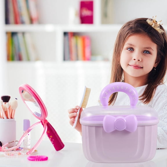 Raindrops Purple Double Layer Storage Box with Lid for Jewelry Hair Accessories and Small Items Portable for