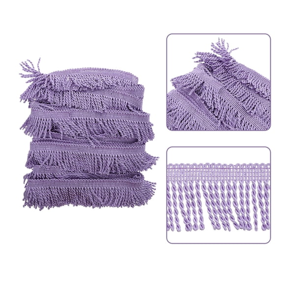 Raindrops Purple Fringed Trim Tassel for DIY Projects Made of Polyester Elegant Decorative Border 1 Roll