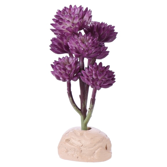 DEMACRIO Fish Tank Decor Plants Fake Lotus Decor Purple Resin 1Set