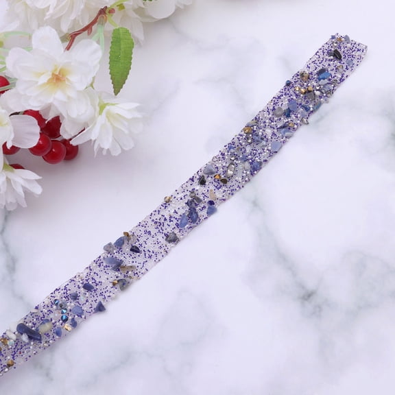 FOMIYES 1 Meter Bling Rhinestone Shell Trim Ribbon for Dress Sash Belt DIY Bags Shoes Embellishments Purple