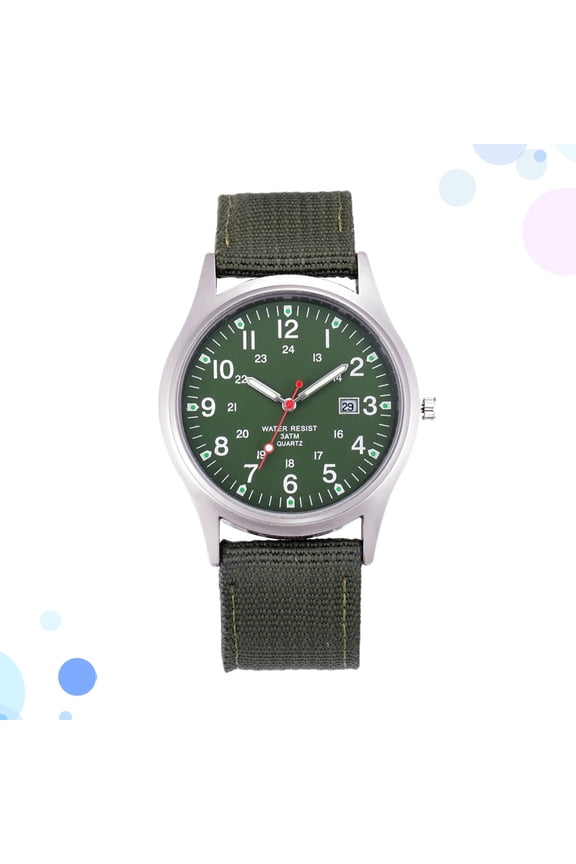 Quartz Wrist Watch Canvas for Men Straps Man Green