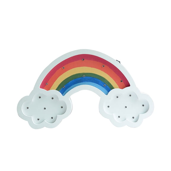 Raindrops Rainbow LED Light Wood Beautiful Wall Lamp Hanging for Home Bedroom Living Room (Without Battery)