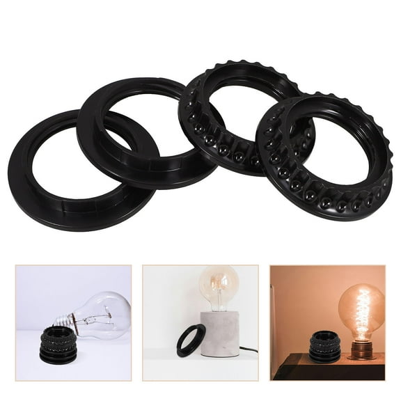 Raindrops Raindrops 4pcs Light Socket Shade Rings E27 E26 Black Threaded Medium Base Screw Rings for DIY Light Fixtures Pendant Table Lamp
