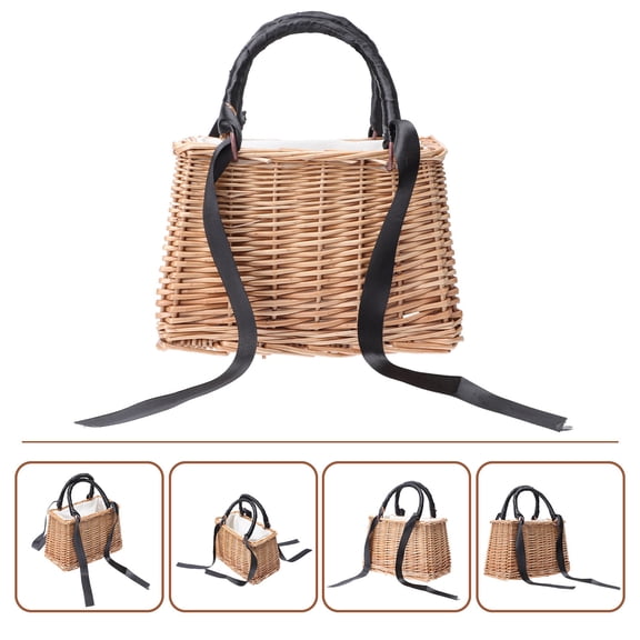 USHOBE 1Pcs Woven Basket with Handle Rattan Flower Storage for Event Planners