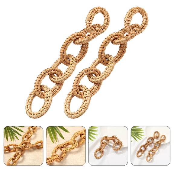 FOMIYES 2Pcs Khaki Rattan Woven Chain Link Decor Rustic Wall Hanging Ornament for Living Room