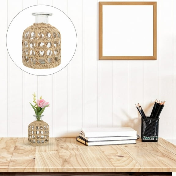 Raindrops Rattan Wrapped Vase Decoration Cane Infuser Home Travel Light Brown