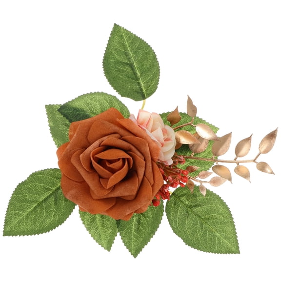 Raindrops Soft Petal Burnt Orange Artificial Rose Flowers for Fall Wedding Bouquets and Bridal Floral Arrangements