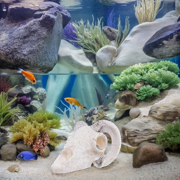 Raindrops Realistic PVC Bull Skull Reptile Habitat Hideout for Aquariums and Terrariums