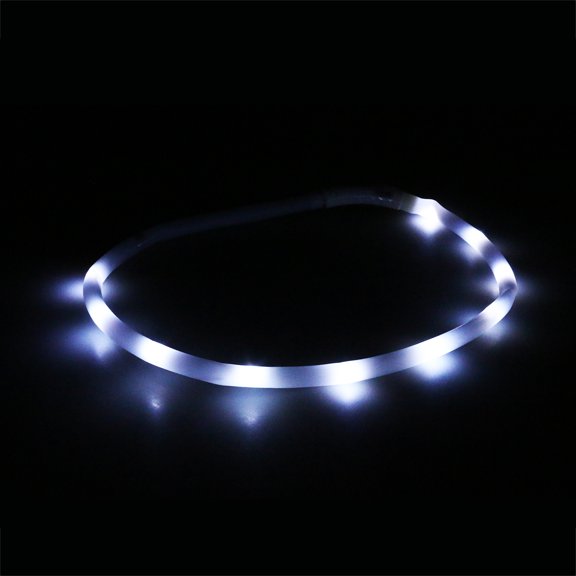 Raindrops Rechargeable LED Pet Collar White with Adjustable Fit and USB Charging