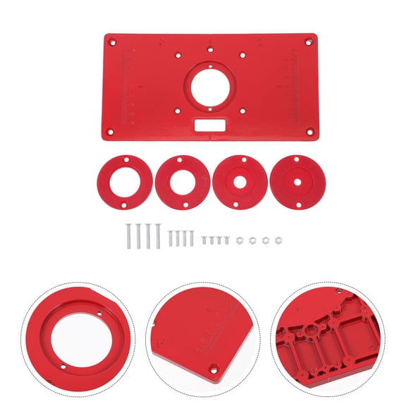 Raindrops 1Set Red Aluminum Alloy Router Table Insert Plate for Precise Wood Trimming