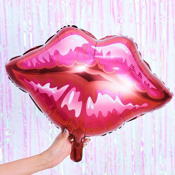 Raindrops Red Aluminum Film Big Lips Balloons for Romantic Party Decoration Reusable and 2 Pcs