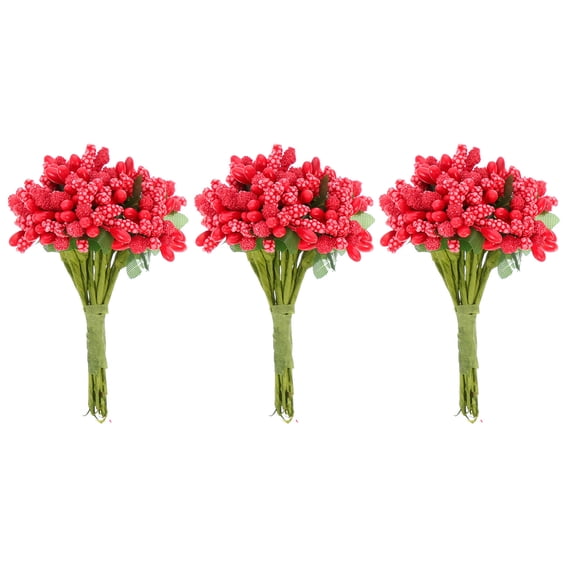 Raindrops Red Artificial Mini Flower Bouquets 8.5X2Cm Pu Paper Iron Wire For Photo Prop Wedding Simulation Flower 144Pcs