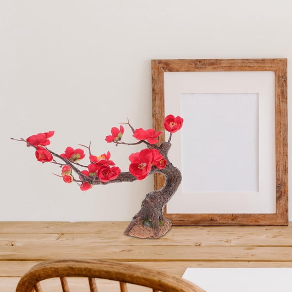 Raindrops Fake Mini Tree Artificial Small Tree Red Resin 1Pack 9.8x6.7x5.1in