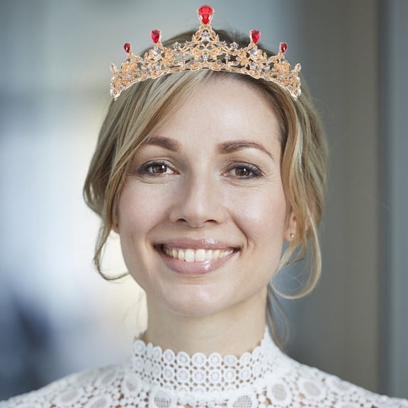 Raindrops Red Baroque Wedding Headdress Bride Crown Fashion Headwear for Photography and Party