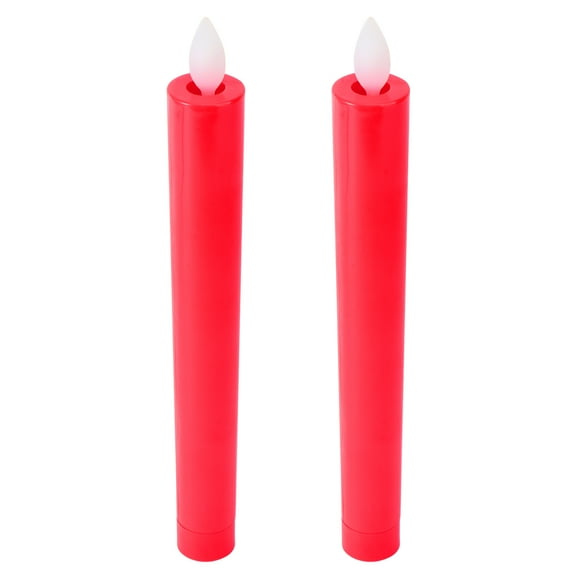 Raindrops Red Flameless LED Candles with Authentic Flickering Glow for Home Lighting ABS Material 1 Pair