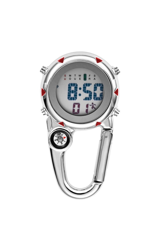 1Pc Multifunction Red Clip Watch with Date Alarm and Night Glow for Outdoors