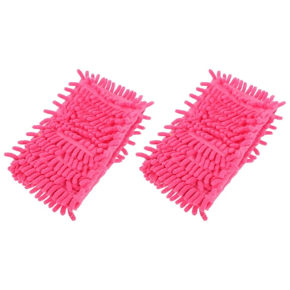 Raindrops Red Chenille Mop Cloth Replacement 2Pcs for Floor and Corner Cleaning Accessories