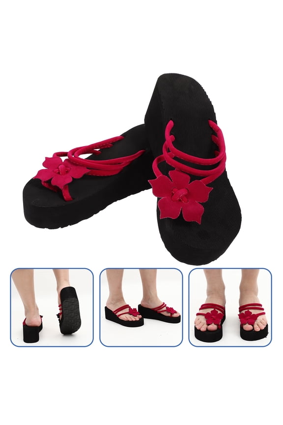 Beach Slippers For Women High Heel Platform Slippers Red Plastic 1 Pair