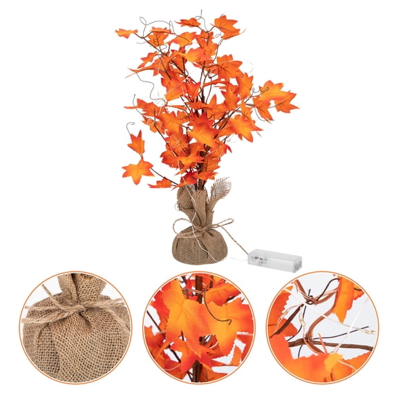 Raindrops Red LED Lighted Tree for Decor Perfect Thanksgiving Day Ornament Creative Indoor Desktop Decor 6.5