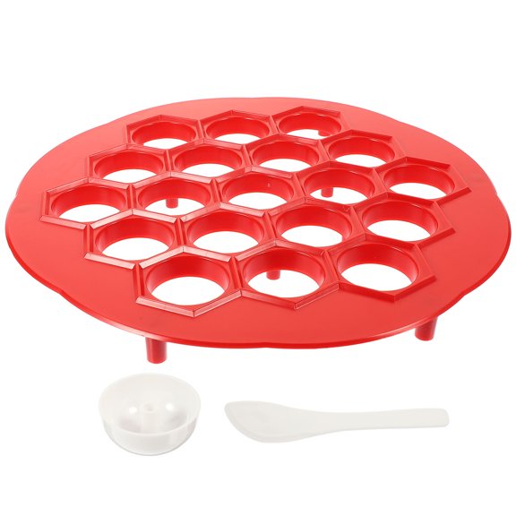 Raindrops Red PP Material Dumpling Maker with 19 Holes for Kitchen Use Easy to Clean and Store