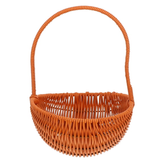 Plastic Wicker Basket with Handle 1 Set Hand Woven Harvest Flower Willow Fruit Picnic Candy Wedding Party Decoration Basket