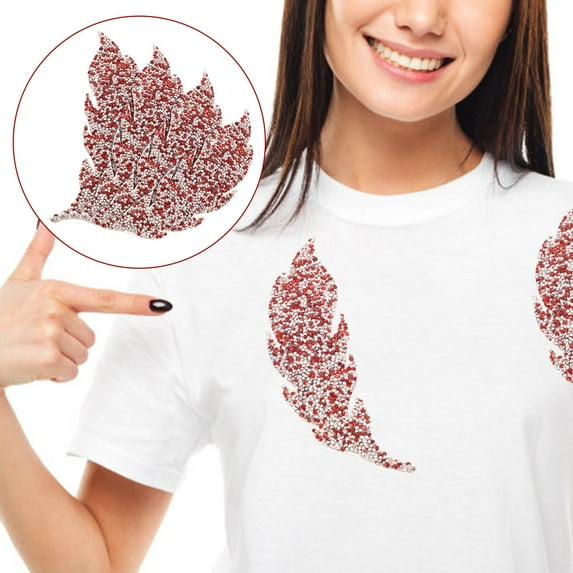 Raindrops Red Rhinestone Hat Patches for Decoration DIY IronOn MultiFunction Compact Size 4 Pairs