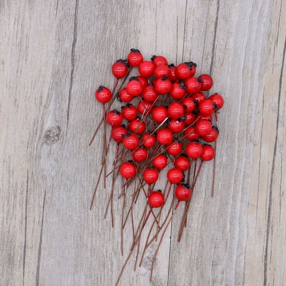 Raindrops Red Small Round Fake Berries Decor 50Pcs Artificial Fruit Berries for Christmas Party