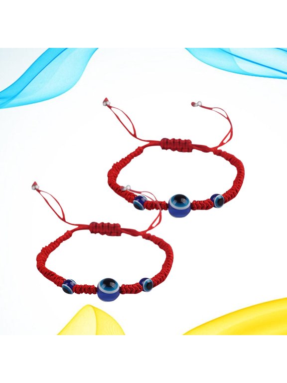 Red String Bracelet Set 2 Pieces with Glass Beads for Teen Girls Travel and Everyday Wear