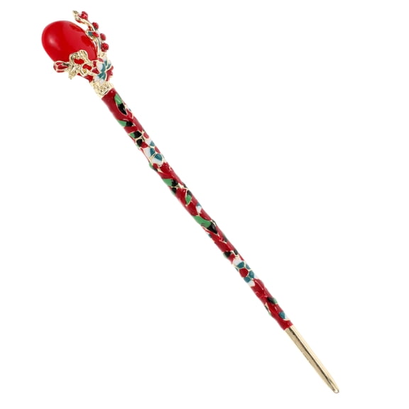 Raindrops Red Vintage Chinese Hairpin for Women's Stylish Alloy Hair Accessory Perfect for Parties and Celebrations Size 7.5 Inch
