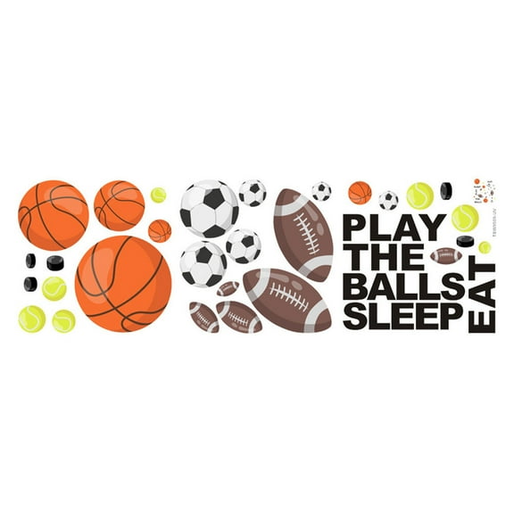 Raindrops Assorted Color Indoor Wall Sticker with Unique Basketball Football Pattern