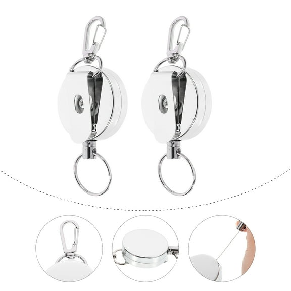 Raindrops Retractable Badge Holder with Stainless Steel Key Ring Silver for Holding 2Pcs