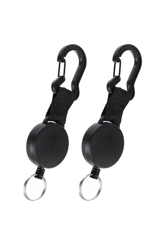 2Pcs Black Anti Lost Heavy Duty Retractable Keychain with Climbing Buckle for Secure Key Storage