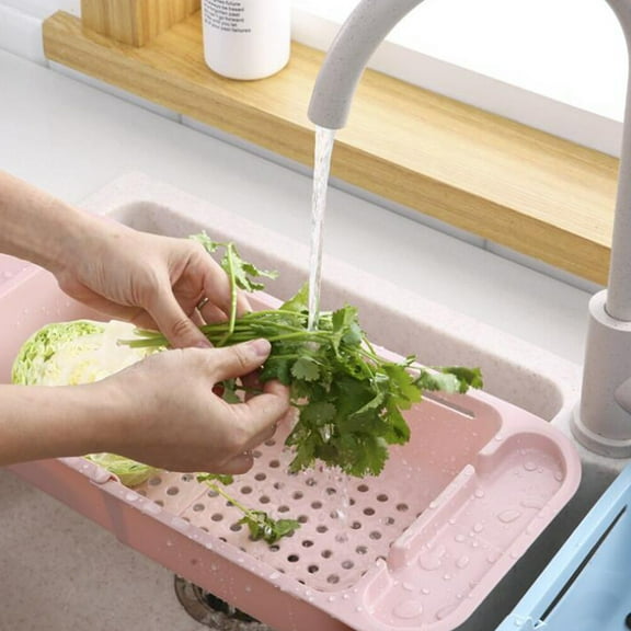 Raindrops Retractable Tableware Rest Expandable Dish Drying Rack Pink