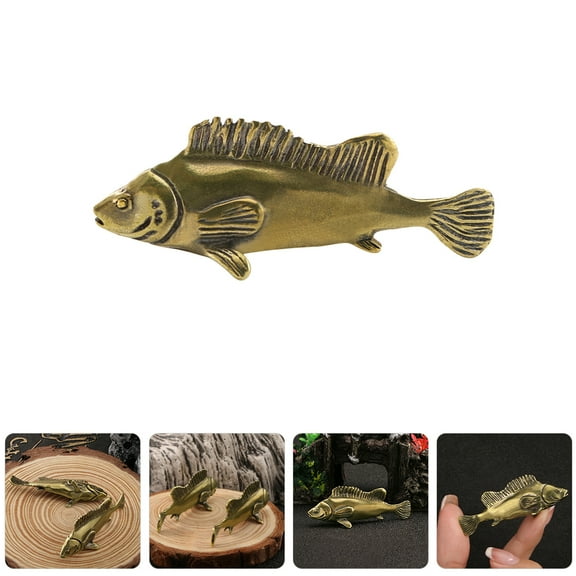 Raindrops Retro Fish Figurine Copper Statue for Decor Light Brown Miniature Fish Sculpture 3 5 Inches