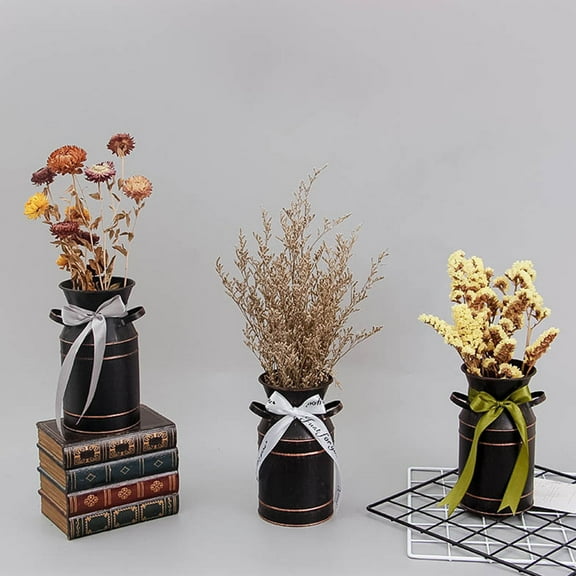 Raindrops Retro Flower Bucket for Small Arrangements Wedding Decor Black