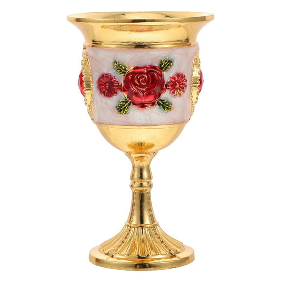Raindrops Retro Style Zinc Alloy Goblet with Elegant Pattern Design, 4.5 Inches Tall Decorative Home Cup
