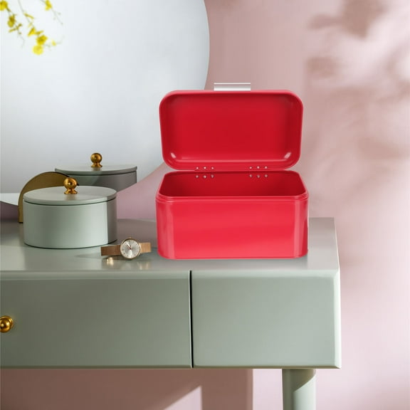Raindrops Retro Iron Bread Box with Good Airtightness for Home Use Red Color Extremely Strong and 7.87"x5.91"x9.45"