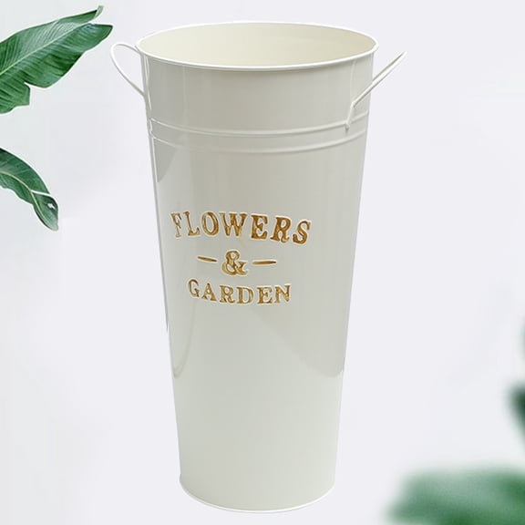 Raindrops Retro Iron Flower Pot with Beige Color Perfect for Flowers and Home Decoration 35cm Height