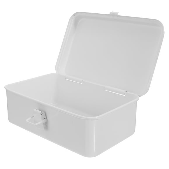 Raindrops Retro Storage Tin Box Unit Crate Bin with Lid Large Bins White