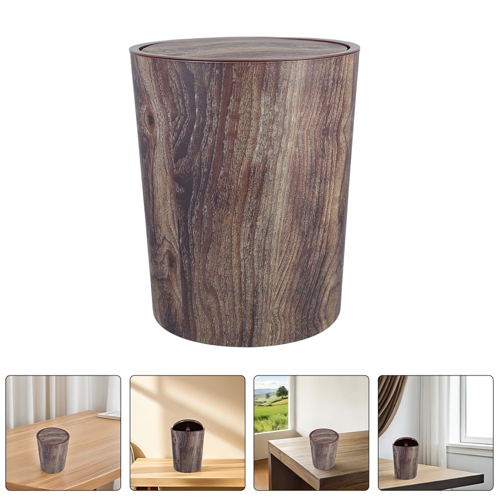 Vintage Holzmülleimer 12l Mit Schwingdeckel - Geruchsneutral & Platzsparend Für Küche, Bad & Wohnbereich