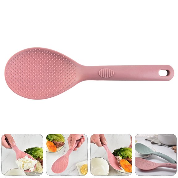 Raindrops Rice Spoon with Silicone and Nylon Material for Kitchen Use Pink with Hanging Hole 1Pc