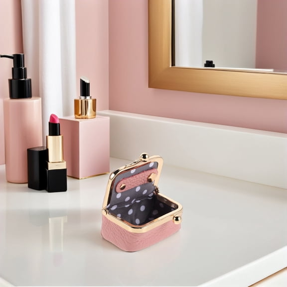 Raindrops Ring Case Travel In Pink With Vintage Style For Coin Storage 1Pack