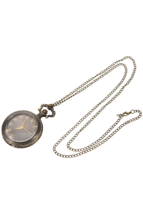 Roman Numeral Pocket Watch Golden Metal Decorative Timepiece for Both Genders