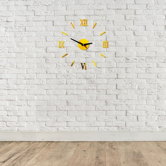 Raindrops  Roman Numeral Wall Clock Decorative Mute Sticker Decorations Office Golden